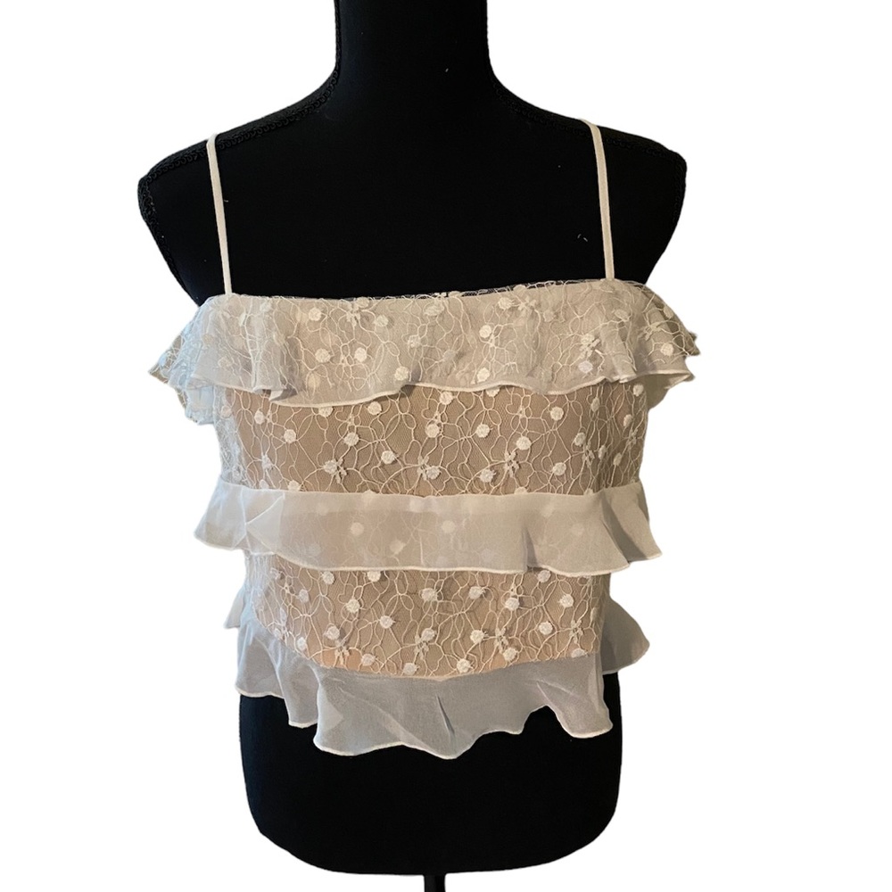Tiered Cropped Lace Top